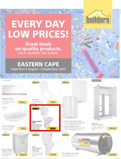 Builders Eastern Cape : Every Day Low Prices (01 August - 03 September 2023), page 1