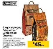 Living Out 4Kg Hardwood Briquettes/Lumpwood Charcoal-Each