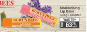 Burt's Bees Moisturising Lip Balm Assorted-4.25g Each