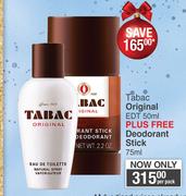 Tabac Original EDT 50ml Plus Free Deodorant Stick 75ml-Per Pack