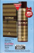 Antonio Puig Quorum EDT 100ml Plus Free Deodorant Spray 150ml-Per Pack
