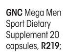 GNC Mega Men Sport Dietary Supplement 20 Capsules