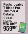 Barbasol Rechargeable T-Blade Pro Trimmer & Detailer 409840-4 Piece
