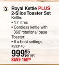 Russell Hobbs Royal Kettle Plus 2-Slice Toaster Set 333146-Per Set