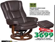 H&H Collection Willis Recliner Chair+Foot Stool