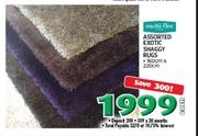 Multi-Flor Assorted Exotic Shaggy Rugs-160cmx220cm Each