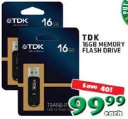TDK 16GB Memory Flash Drive-Each