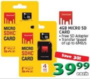 Strontium 4GB Micro SD Card-Each