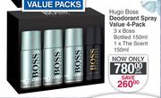 Hugo Boss Deodorant Spray Value Pack-4 x 150ml Per Pack