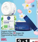 Nivea Organic Aloe Vera Radiance Day Or Argan Oil Regenerating Night Cream-50ml Each