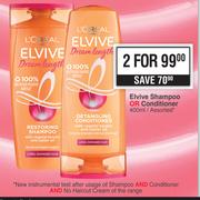 L'Oreal Elvive Shampoo Or Conditioner Assorted-For 2 x 400ml
