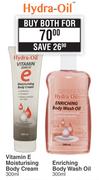 Hydra Oil Vitamin E Moisturising Body Cream 300ml Or Enriching Body Wash Oil 300ml-For Both