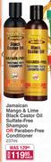 Jamaican Mango & Lime Black Castor Oil Sulfate Free Shampoo Or Paraben Free Conditioner-237ml EA