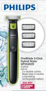 Philips One Blade 3-Click Hybrid Styler QP2520/20 4 Piece