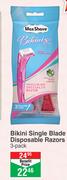 Max Shave Bikini Single Blade Disposable Razors-3's Per Pack