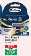 Max Shave Tech Edge 3 Cartridges-4's Per Pack
