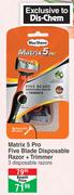 Max Shave Matrix 5 Pro Five Blade Disposable Razor + Trimmer (3 Disposable Razors)