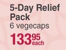 Uri Kleer 5 Day Relief Pack 6 Vegecaps-Each