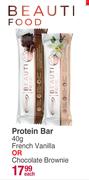 Futurelife Beauti Food Protein Bar French Vanilla Or Chocolate Brownie-40g Each