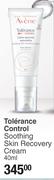 Eau Thermale Avene Tolerance Control Soothing Skin Recovery Cream-40ml