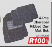 4 Pce Charcoal Ribbed Car Mat Set 