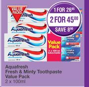 Aquafresh Fresh & Minty Toothpaste Value Pack-For 2 x 2 x 100ml