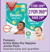 Pampers Active Baby Dry Nappies Jumbo Pack-For 2