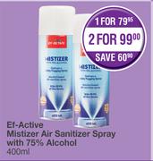 Ef-Active Mistizer Air Sanitizer Spray With 75% Alcohol-For 2 x 400ml