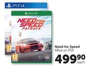Need For Speed X Box Or PS4-Each