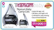 Titanium Baby Camp Cots In Ruby Charcoal Or Ruby Oxford-Each