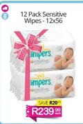 Pampers 12 Pack Sensitive Wipes-12x56