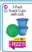 3 Pack Snack Cups With Lids-Each
