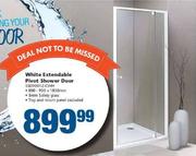 White Extendable Pivot Shower Door SSD90012 - CWH