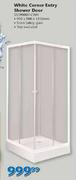 White Corner Entry Shower Door