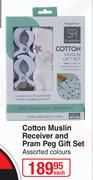 SnuggleRoo Cotton Muslin Receiver & Pram Peg Gift Set-Each