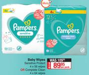 Pampers Baby Wipes (Sensitive Protect 4x56 Wipes Or Complete Clean 4x64 Wipes)-Per Pack