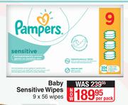 Pampers Baby Sensitive Wipes-9 x 56 Wipes Per Pack