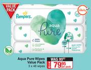 Pampers Aqua Pure Wipes Value Pack-3 x 48 Wipes Per Pack