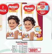 Huggies Gold Nappies Jumbo Bale Plus Free Huggies Wipes-2 Pack Per Bale 