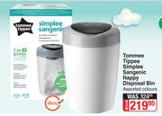 Tommee Tippee Simplee Sangenic Nappy Disposal Bin (Assorted Colours)