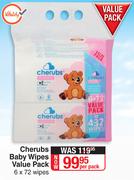 Cherubs Baby Wipes Value Pack-6 x 72 Wipes Per Pack