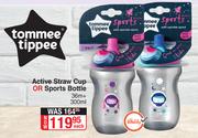 Tommee Tippee Active Straw Cup Or Sports Bottle-36m+300ml Each