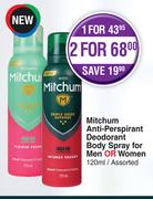 Mitchum Anti Perspirant Deodorant Body Spray For Men Or Women Assorted-120ml