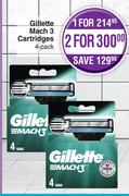 Gillette Mach 3 Cartridges-For 2 x 4's Per Pack