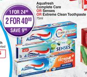 Aquafresh Complete Care Or Senses Or Extreme Clean Toothpaste-75ml