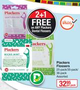 Plackers Flossers 25 Pack/35 Pack/36 Pack Assorted-Per Pack