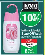Intima Liquid Soap Or Wash Assorted-220ml Each