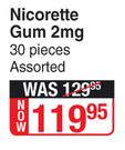 Nicorette Gum 2mg 30 Pieces Assorted