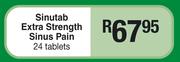 Sinutab Extra Strength Sinus Pain 24 Tablets