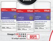 Vital Omega 3 Or 3, 6 & 9 Or 3 & 6 30 Softgel Capsules-Each